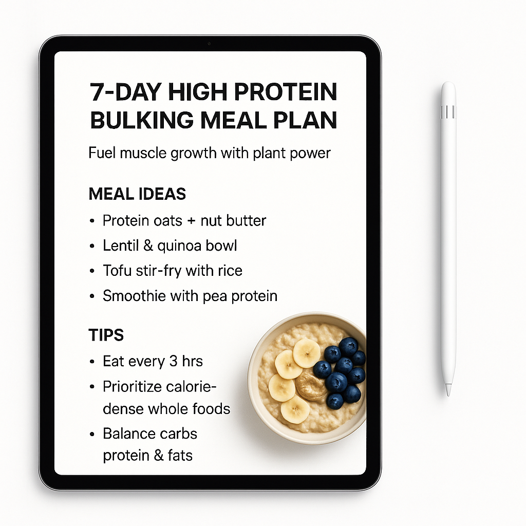 7-Day High Protein Bulking Meal Plan Ebook/Guide