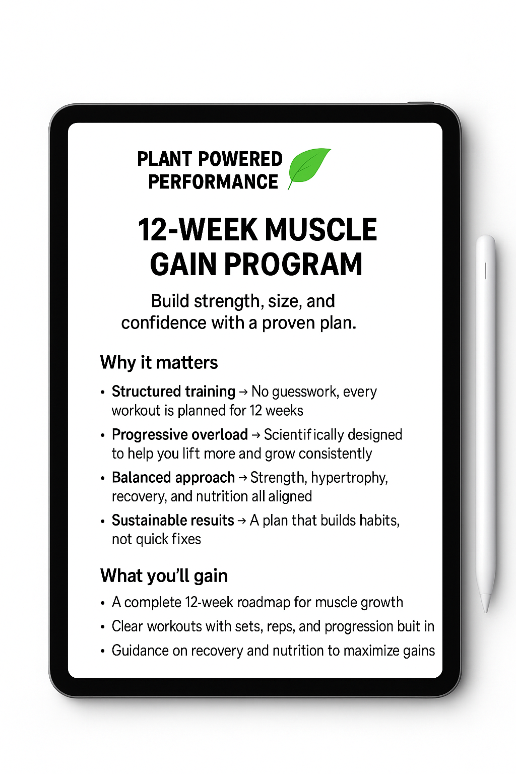 12-Week Muscle Gain Program Ebook/Guide