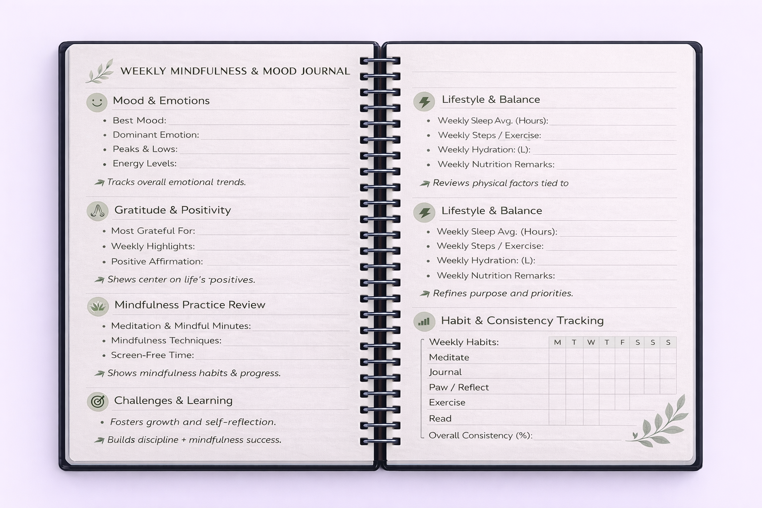 The 2026 Digital Mindfulness & Mood Journal/Tracker