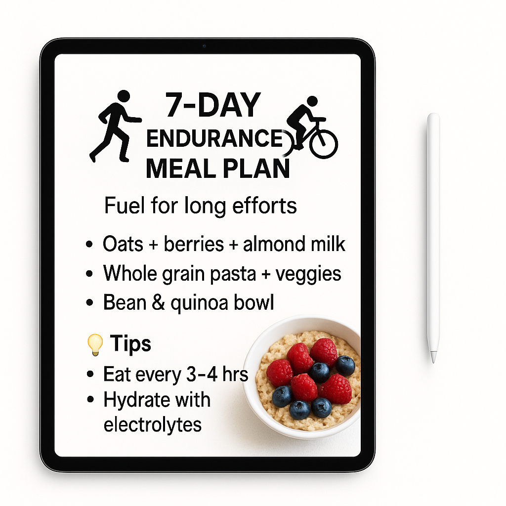 7-Day Endurance Athlete Meal Plan Ebook/Guide