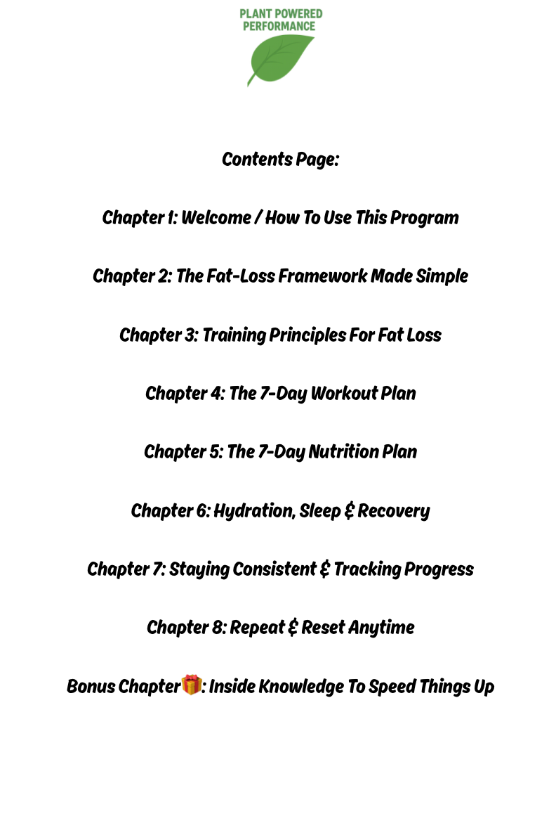 7-day Fat Loss Program Ebook/Guide