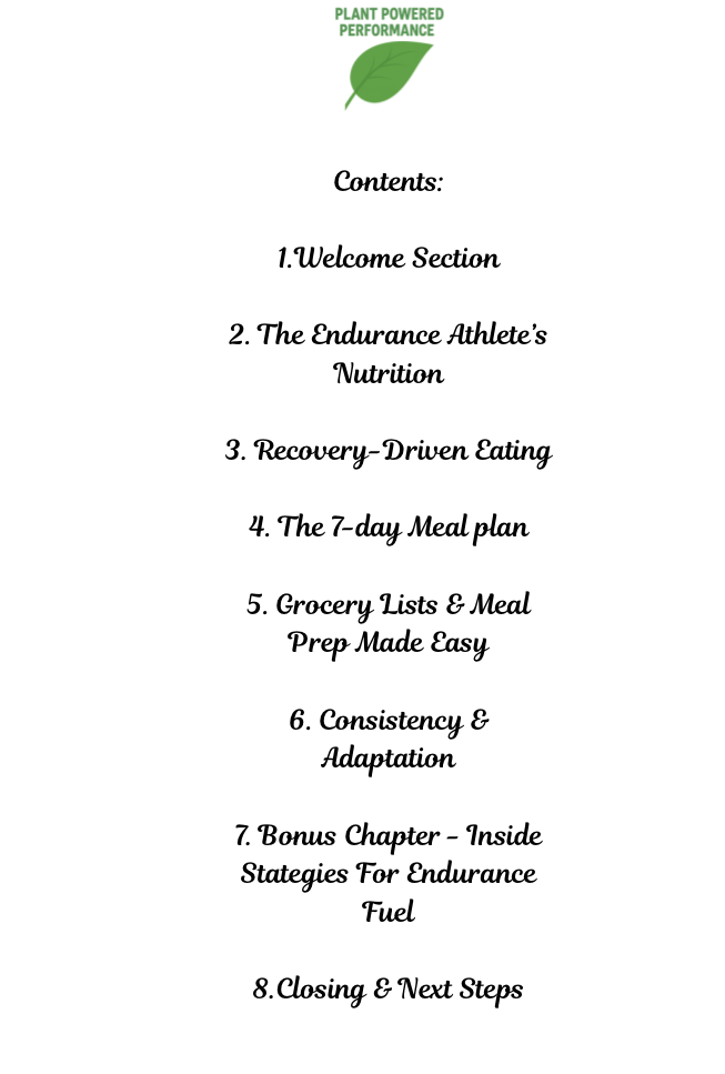 7-Day Endurance Athlete Meal Plan Ebook/Guide