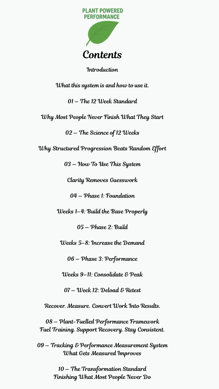 12-Week Plant-Fuelled Performance Transformation System