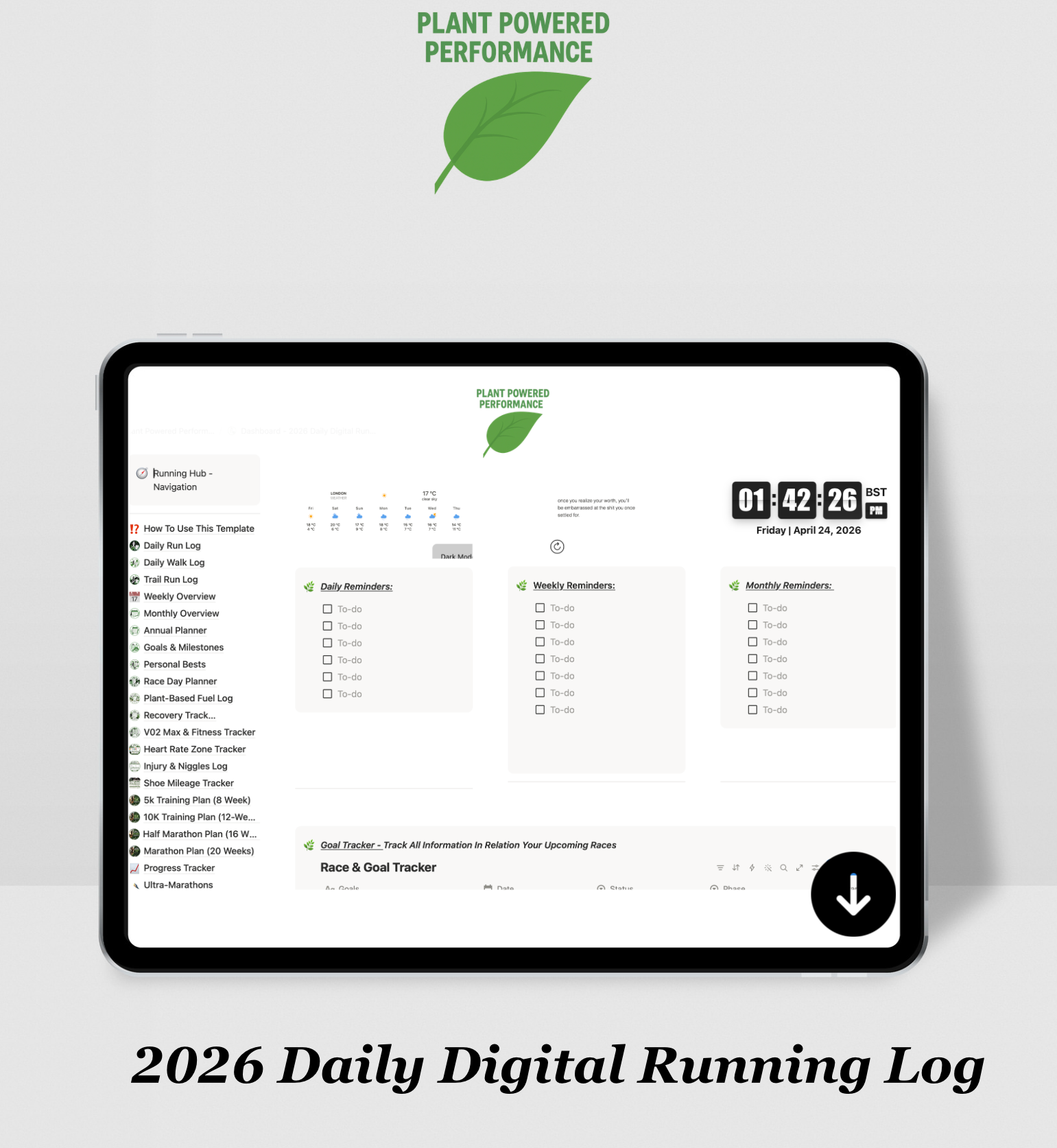 The 2026 Daily Digital Running Log