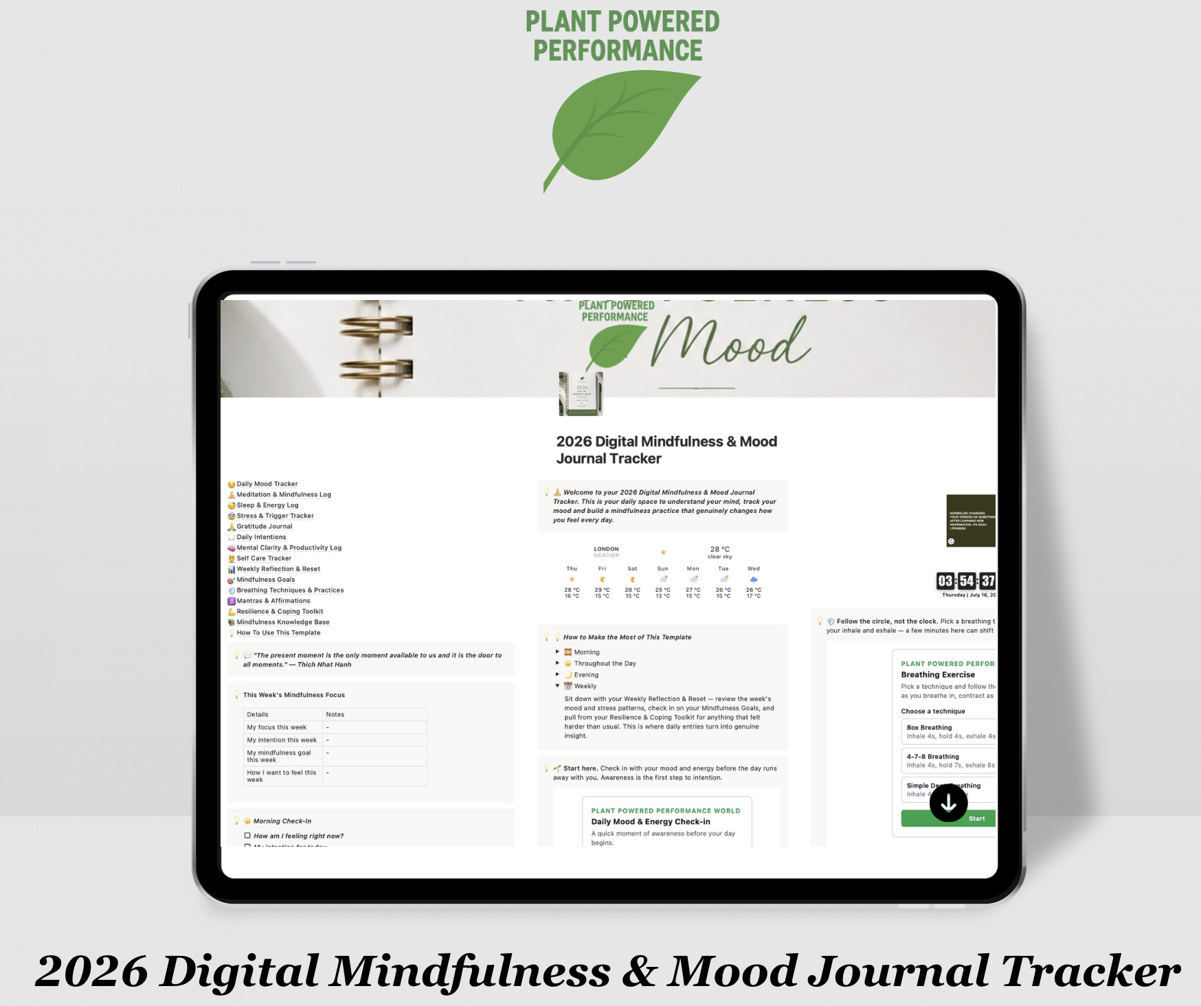 2026 Digital Mindfulness & Mood Journal/Tracker