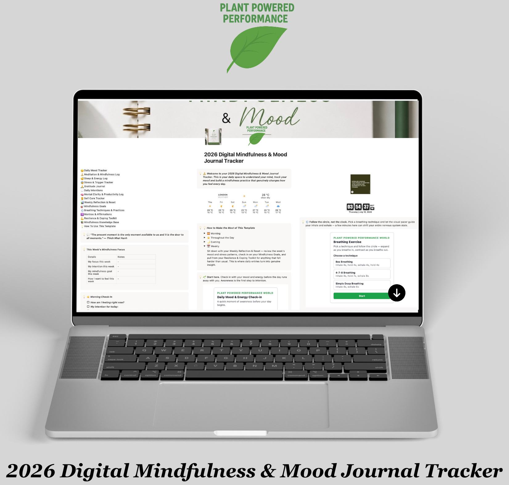 2026 Digital Mindfulness & Mood Journal/Tracker