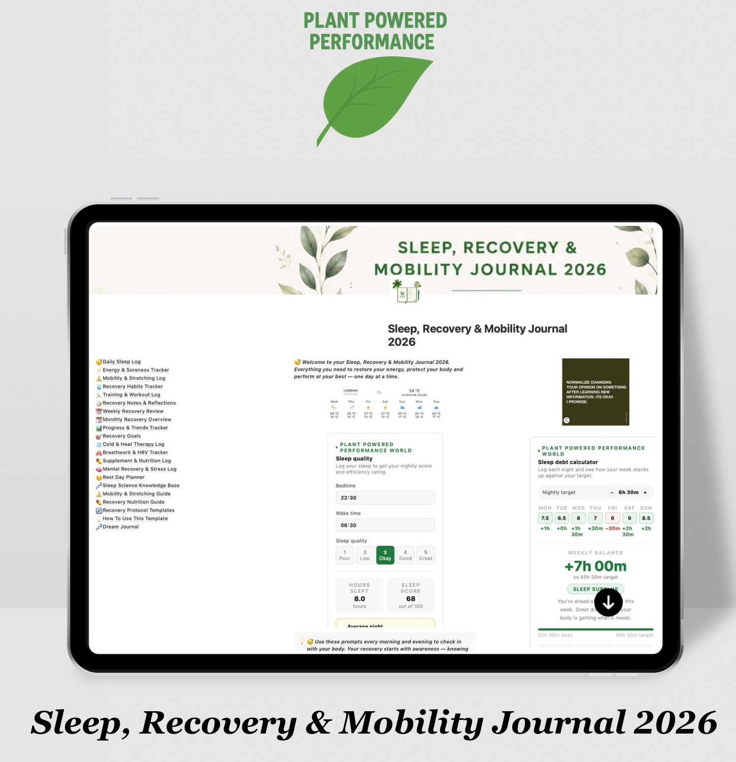 Sleep, Recovery & Mobility Journal 2026